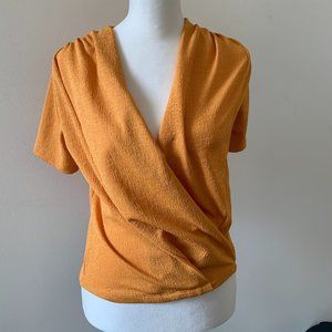 Zara Cross Deep V Neck Short Sleeve Blouse